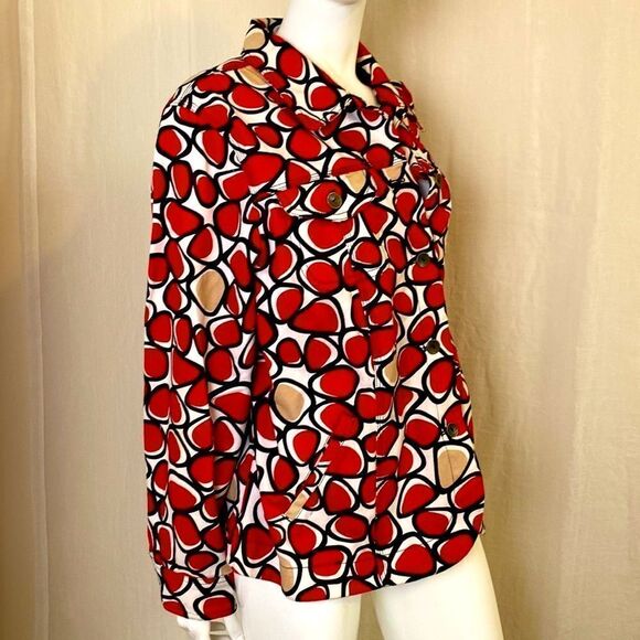 Ruby Road Denim Jacket Red, Black, White and Tan Print Size 18W - Picture 3 of 10
